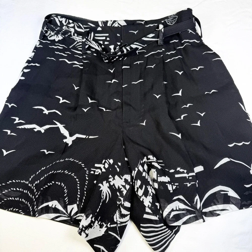 Ralph Lauren Purple Label Keri Beach Print Silk Gauze‎ Shorts Women's Size Small